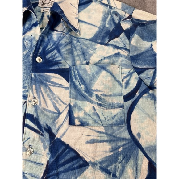 Vintage Don Loper California Barkcloth Shirt‎ Mens L Blue Geometric Abstract USA - Picture 4 of 9